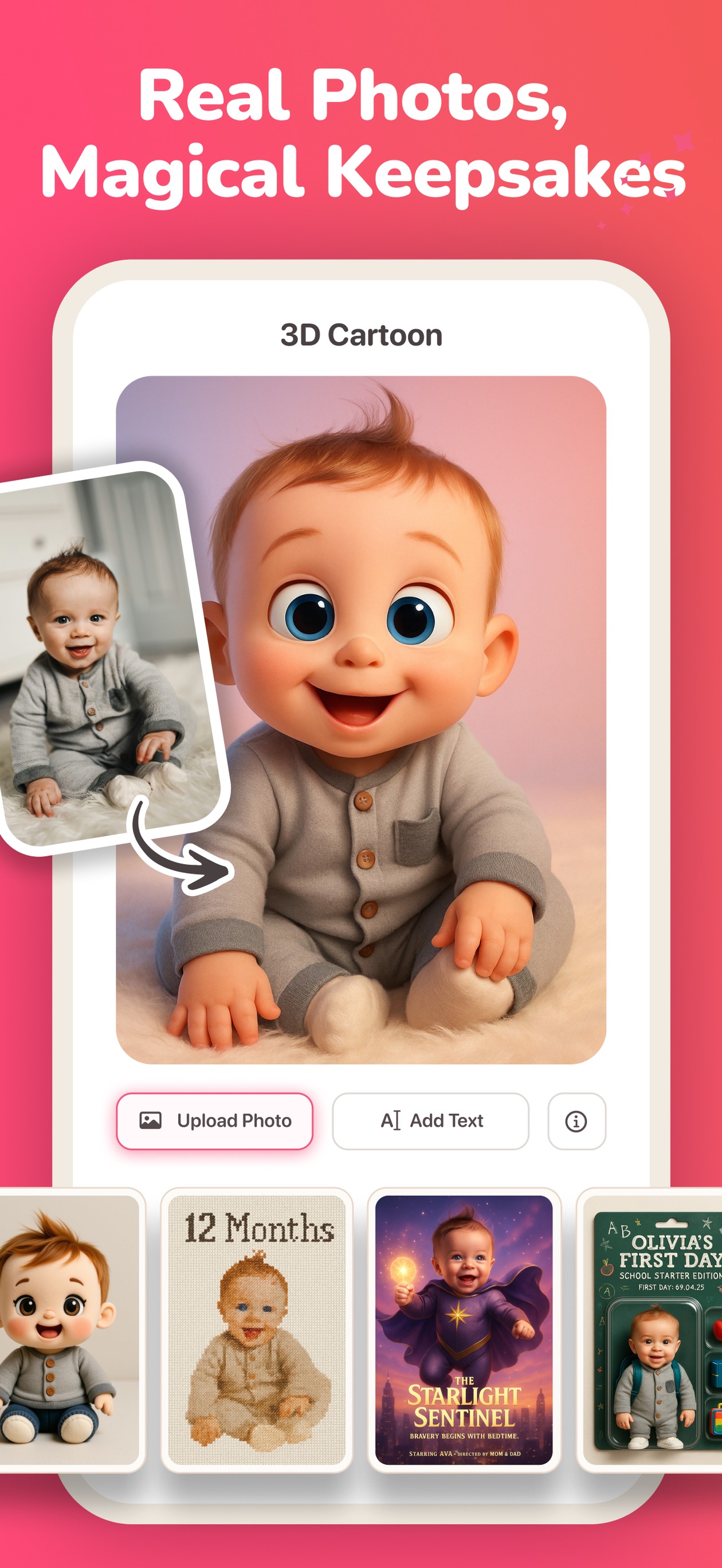 Kiddify AI app preview — 3D cartoon creation