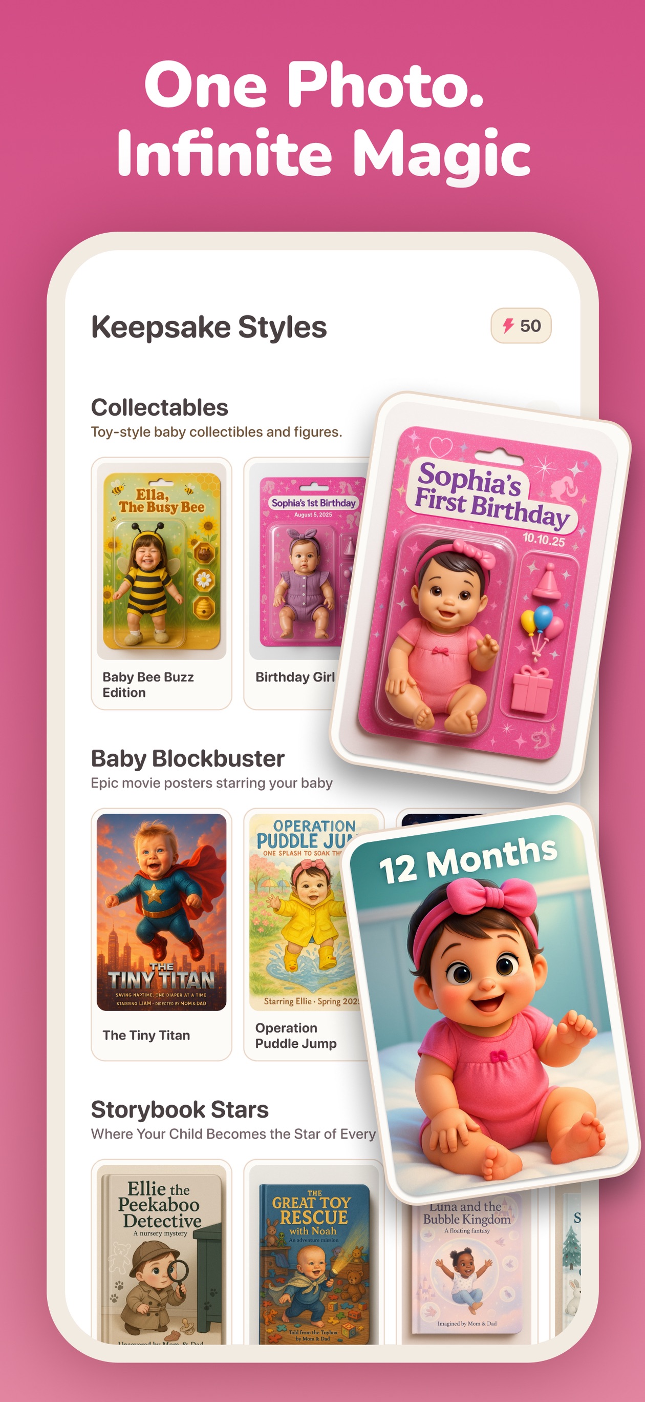 Kiddify AI app preview — keepsake styles