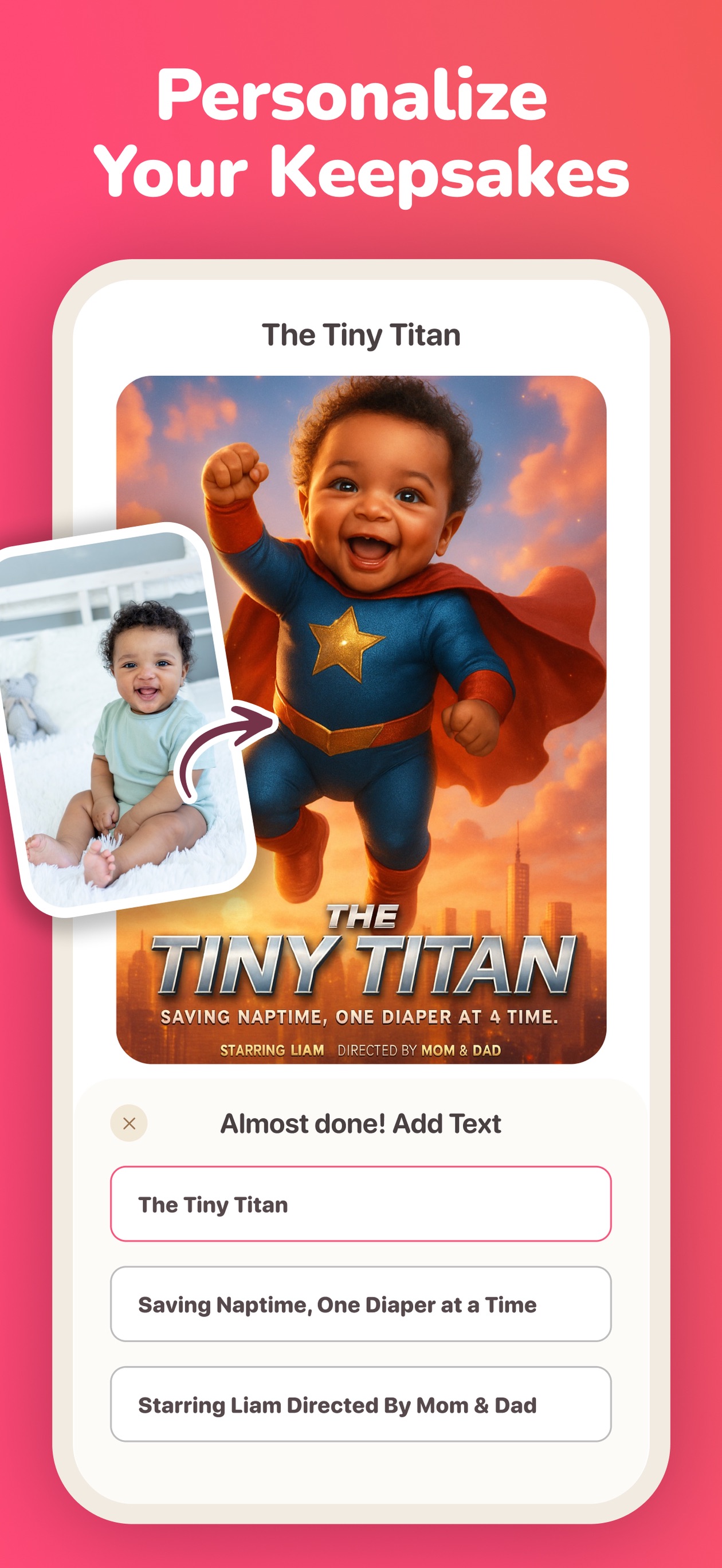 Kiddify AI app preview — personalize your keepsakes