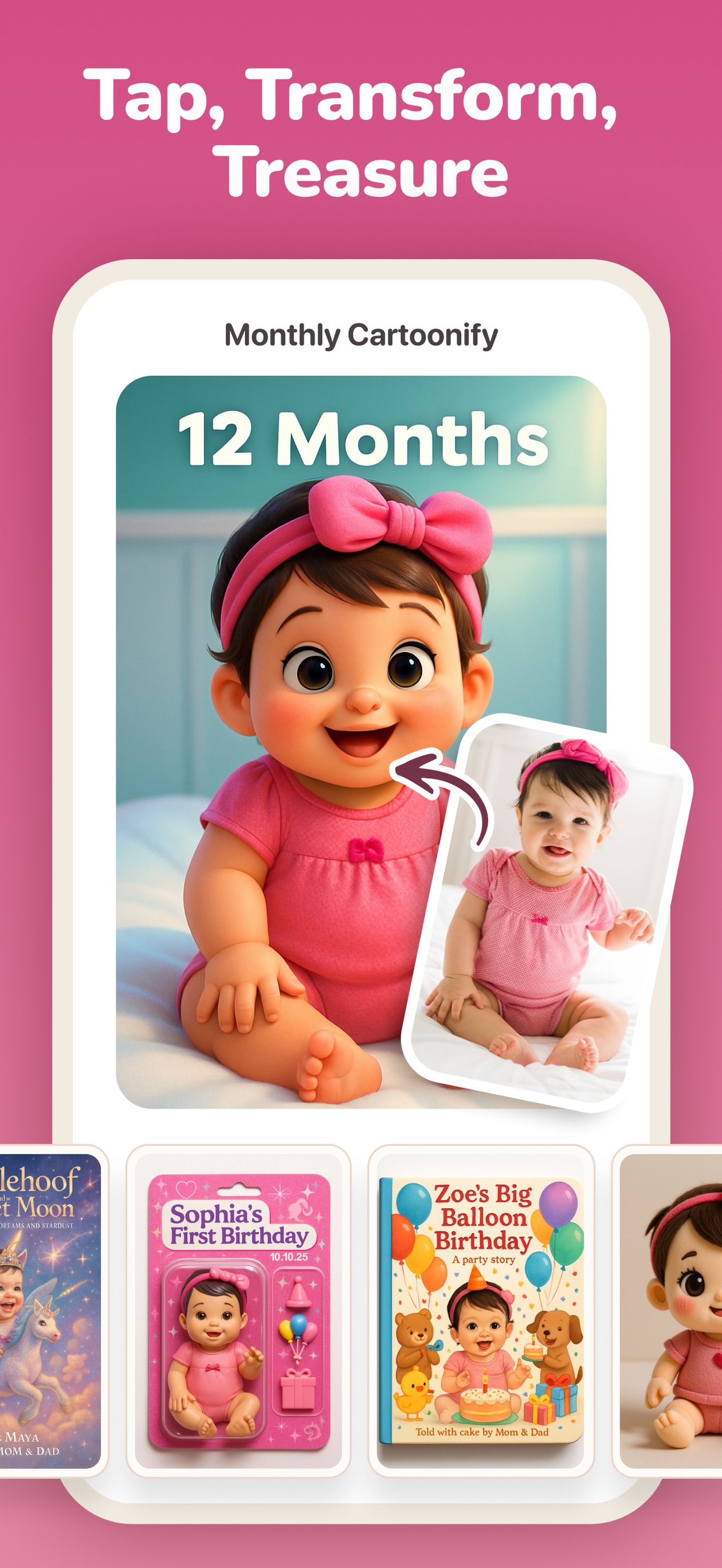 Kiddify AI app preview — monthly cartoonify