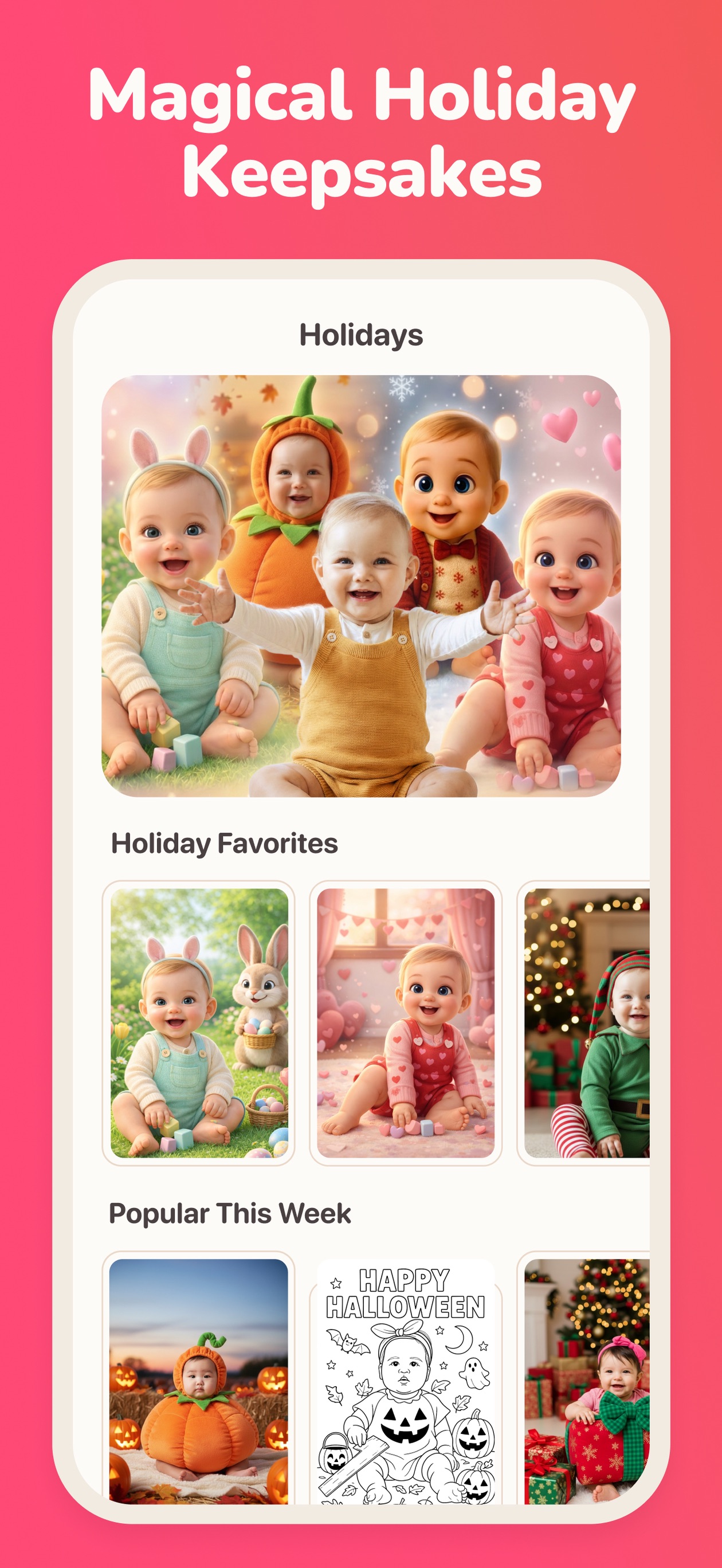Kiddify AI app preview — holiday keepsakes